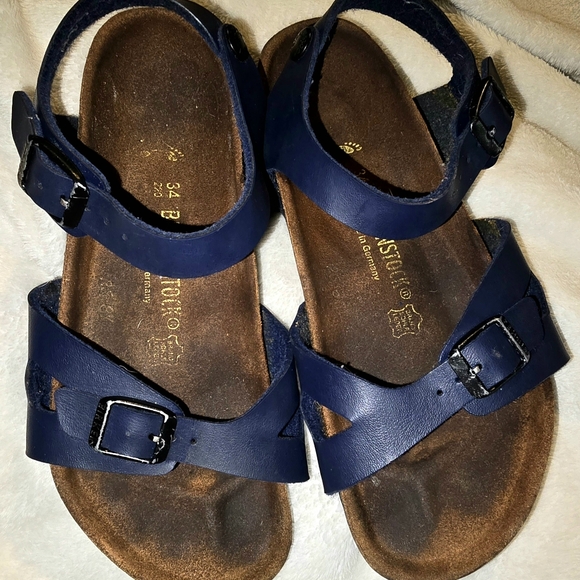 Birkenstock Rio Blue Leather Strappy Sandals Women’s Size 3 Youth (34) - Picture 2 of 11